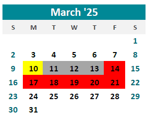 District School Academic Calendar for Sjsd ALT. Resource CTR. for March 2025