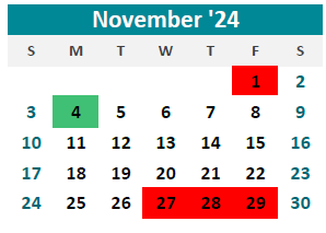 District School Academic Calendar for Sjsd ALT. Resource CTR. for November 2024