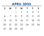 District School Academic Calendar for Peabody ELEM. for April 2025