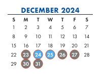 District School Academic Calendar for Dewey SCH.-INTERNAT'L. Studies for December 2024