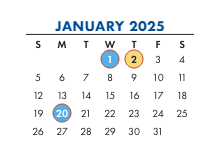 District School Academic Calendar for Peabody ELEM. for January 2025