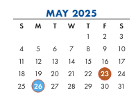 District School Academic Calendar for Peabody ELEM. for May 2025