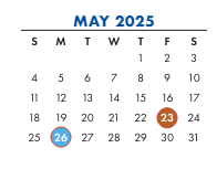 District School Academic Calendar for Dewey SCH.-INTERNAT'L. Studies for May 2025