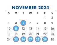 District School Academic Calendar for Dewey SCH.-INTERNAT'L. Studies for November 2024