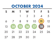 District School Academic Calendar for Dewey SCH.-INTERNAT'L. Studies for October 2024