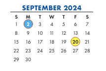 District School Academic Calendar for Peabody ELEM. for September 2024