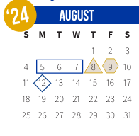 District School Academic Calendar for Operation Jumpstart Alternative School for August 2024