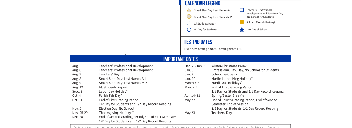 District School Academic Calendar Key for Covington Elementary School