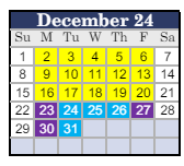 District School Academic Calendar for Golden Valley Elementary Community Day for December 2024