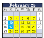 District School Academic Calendar for George W. Bush Elementary School for February 2025