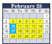 District School Academic Calendar for Urbani Institute for February 2025