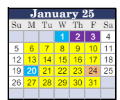 District School Academic Calendar for Weber Institute For Applied Sciences And Tech for January 2025