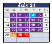 District School Academic Calendar for Franklin Senior High for July 2024