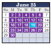 District School Academic Calendar for Pulliam Elementary for June 2025