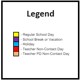 District School Academic Calendar Legend for Hazelton Elementary