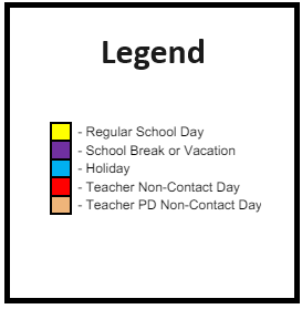 District School Academic Calendar Legend for Madison Elementary