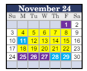 District School Academic Calendar for Hazelton Elementary for November 2024