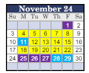 District School Academic Calendar for Webster Middle for November 2024