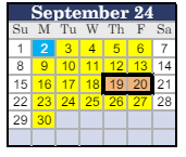 District School Academic Calendar for Pulliam Elementary for September 2024