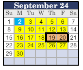 District School Academic Calendar for Stockton Unified ALTER./CONT. for September 2024