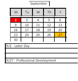 District School Academic Calendar for Hillside Elementary School for September 2024