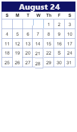District School Academic Calendar for Comm Based Trans Program for August 2024