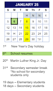 District School Academic Calendar for Lyon for January 2025