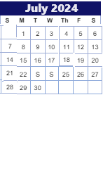 District School Academic Calendar for Comm Based Trans Program for July 2024
