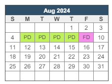 District School Academic Calendar for Southeastern La University Lab School for August 2024