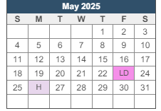 District School Academic Calendar for Southeastern La University Lab School for May 2025