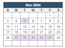 District School Academic Calendar for Southeastern La University Lab School for November 2024
