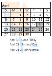 District School Academic Calendar for John F Parker Middle for April 2025