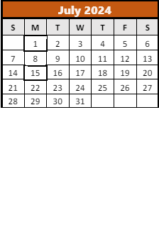 District School Academic Calendar for John F Parker Middle for July 2024
