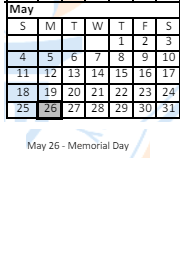 District School Academic Calendar for John F Parker Middle for May 2025