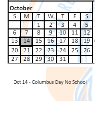 District School Academic Calendar for John F Parker Middle for October 2024