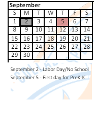 District School Academic Calendar for John F Parker Middle for September 2024