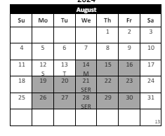 District School Academic Calendar for Pauba Valley Elementary for August 2024