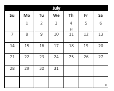 District School Academic Calendar for Temecula Valley Charter for July 2024