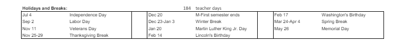 District School Academic Calendar Key for Paloma Elementary