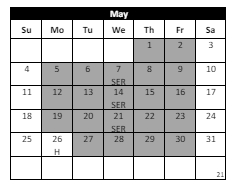 District School Academic Calendar for Erle Stanley Gardner Middle School for May 2025