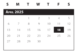 District School Academic Calendar for Intervention Learning Program for April 2025