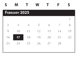 District School Academic Calendar for Intervention Learning Program for February 2025