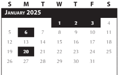 District School Academic Calendar for Intervention Learning Program for January 2025