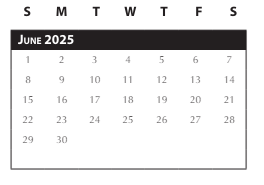 District School Academic Calendar for Intervention Learning Program for June 2025
