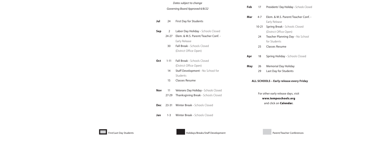District School Academic Calendar Key for Intervention Learning Program