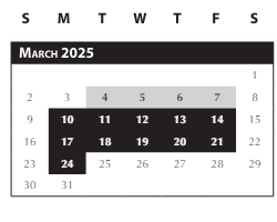 District School Academic Calendar for Intervention Learning Program for March 2025