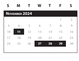 District School Academic Calendar for Intervention Learning Program for November 2024