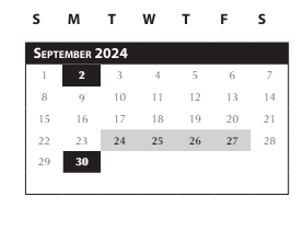 District School Academic Calendar for Intervention Learning Program for September 2024