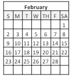 District School Academic Calendar for Elysian Fields Middle School for February 2025