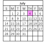 District School Academic Calendar for Southdown Elementary School for July 2024